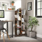 VASAGLE Bookcase, Tree-Shaped Bookshelf with 8 Storage Shelves, Rounded Corners, 19.7 x 9.8 x 55.1 Inches, Rustic Brown ULBC66BXV1
