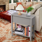 Gery Chairside Narrow End Table, Solid Recliner Side Table with Drawer, Slim Nightstand Bedside Table for Living Room Bedroom