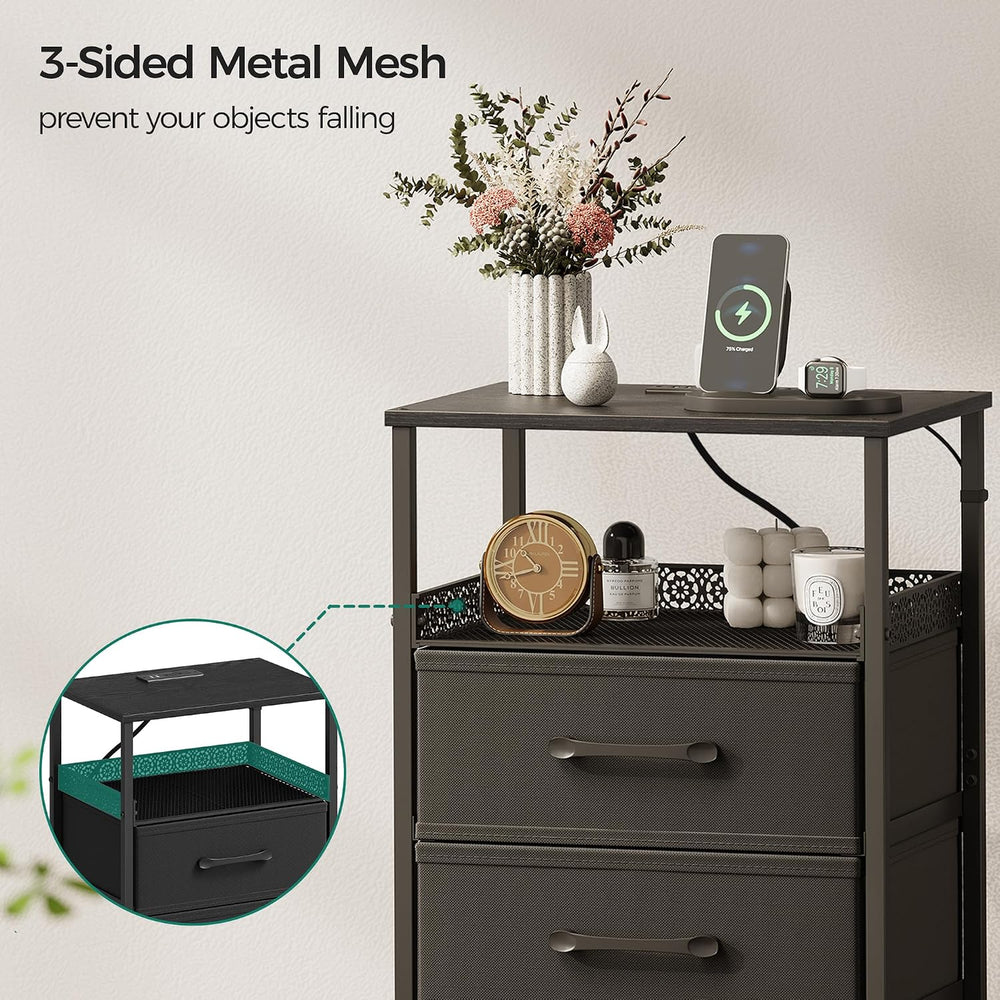 JARHETUN Night Stand Set 2 with Charging Station, 3 Drawer Nightstands with L...