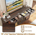 St.Mandyu 70" Large Farmhouse TV Stand for 85/80/75/70 Inch TVs w/4 Drawers,Rustic Tall Media Console w/Sliding Barn Door, Adjustable Shelves,Tall Entertainment Center for Living Room,Brown