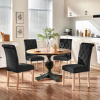 Yaheetech Dining Chairs Set of 4 Fabric Upholstered Button Tufted Dining Chairs with Solid Wood Legs and for Home, Kitchen, Restaurant, Black