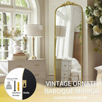 G-LEAF Vintage Full Mirror 22"X65", Victorian Antique Baroque Mirror with Brush Gold Ornate Metal Frame for Fireplace Entryway Living Room Hallway Bathroom