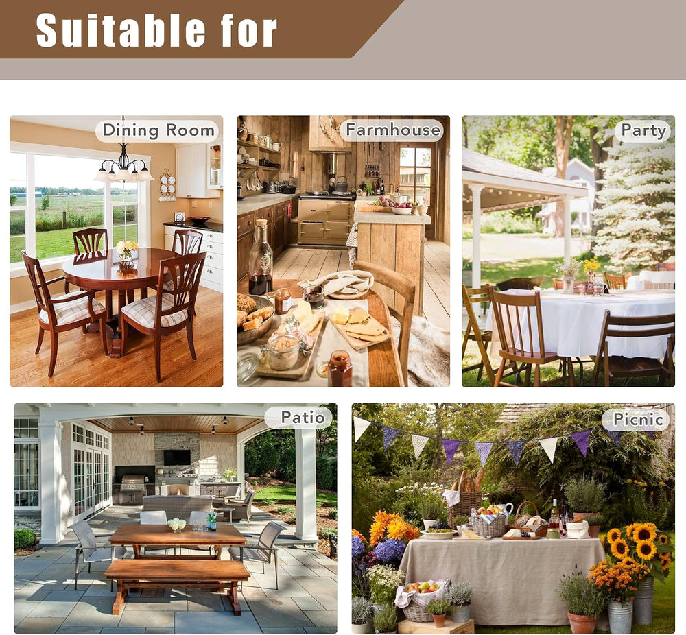 Fitable Faux Linen White Tablecloths for 6 Foot Rectangle Tables - 60 x 102 I...