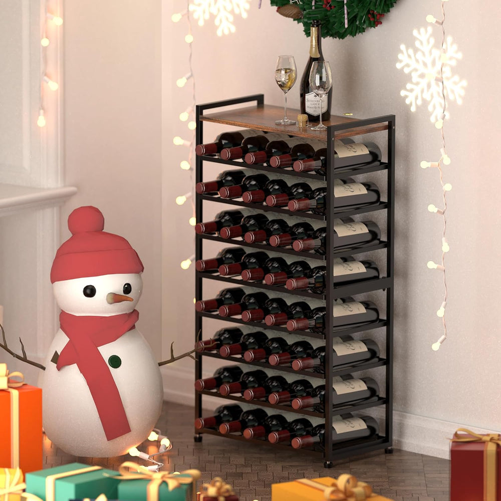 40 Bottle Wine Rack Freestanding Floor, 8-Tier Wine Storage Racks with Table ...
