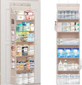 Over Door Organizer with 6 Extra Large Pockets 12 Side Pockets, 2-Pack Sturdy Closet Rack, Hanging Storage Organizer with Clear Window for Shoes, Diapers, Bedroom, Bathroom, Beige