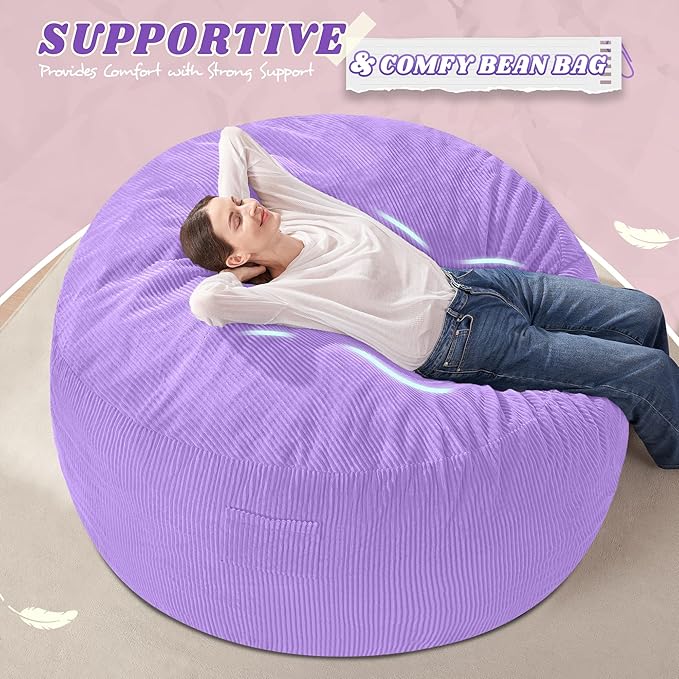 HABUTWAY 4FT Bean Bag Chair,Giant Bean Bag Chairs for Adults,Big Bean Bags wi...