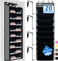 Shoe Organizer,70 Pounds Large Capacity,20-30-Pair Over The Door Shoe Organizer,10 Tiers Shoe Rack for Closet,New Upgrade Anti-Scratch Heavy Duty Hook and Bamboo Material Baffle,Grey/Black