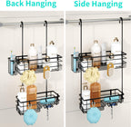 HapiRm Hanging Shower Caddy Organizer - No Drilling Shower Shelves with Hooks and Toothbrush Holder, Rustproof 304 Stainless Steel Bathroom Organizer - Black