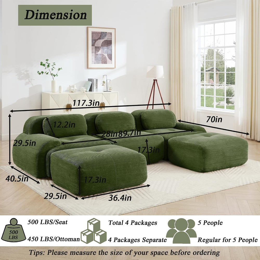 Modular Sectional Sofa Couch, U Shaped Sectional Couches for Living Room, Ove...