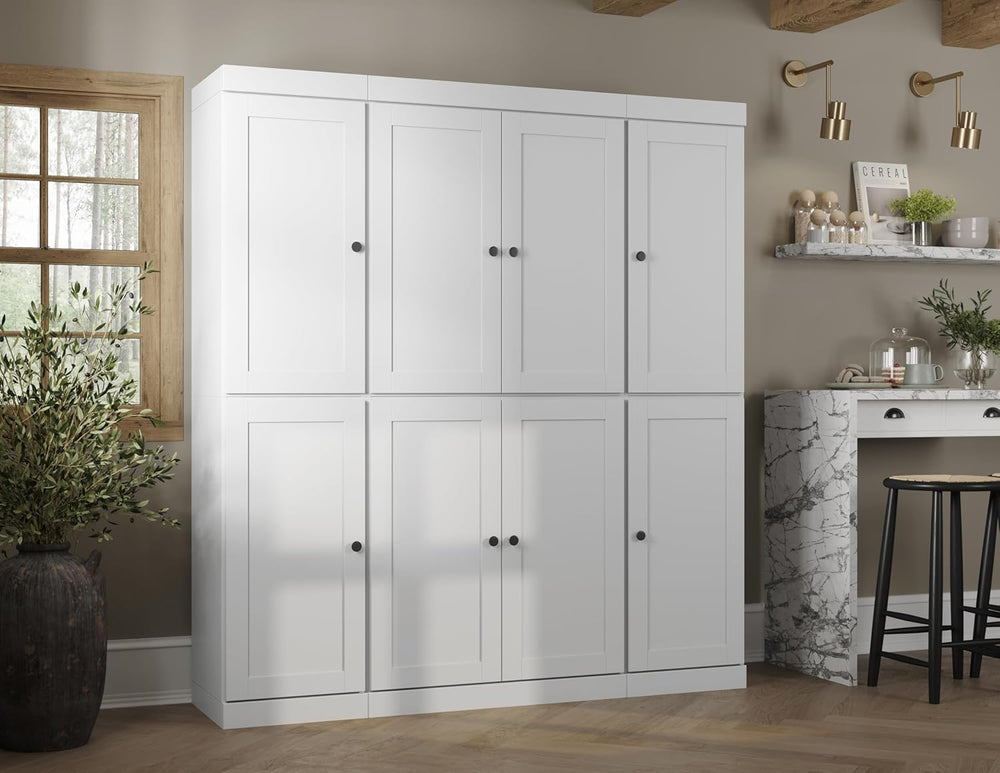 Palace Imports Solid Wood White Storage Cabinet - 71.5" Tall Kitchen Pan...