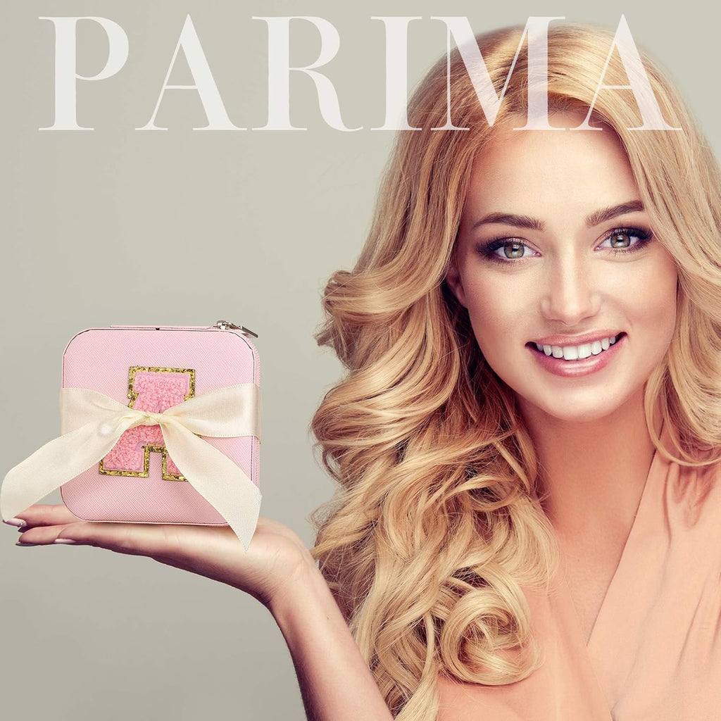 Parima Teen Girl Gifts Trendy Stuff for Girls, Pink Jewelry Box for Teen Girl | Travel Must Have Jewelry Box for Girls | Birthday Gifts for Girl | Graduation Travel Gifts - Letter B, Pink