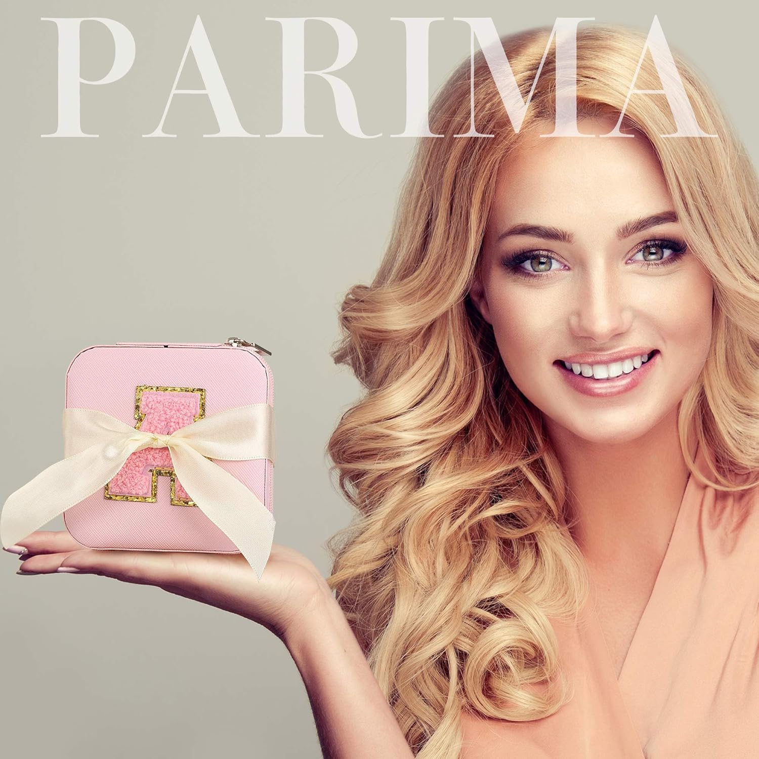 Parima Travel Essentials for Women Jewelry Box, Travel Accessories for Teen Girls Trendy Stuff | Necklace Organizer Earrings Organizer Ring Organizer - Letter T, Pink