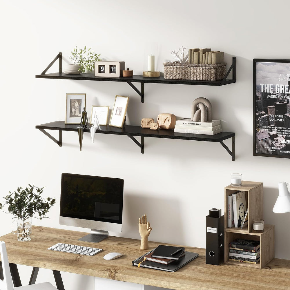 Floating Shelves 48 Inch Long, 10" Deep Floating Shelves, Black Wall She...