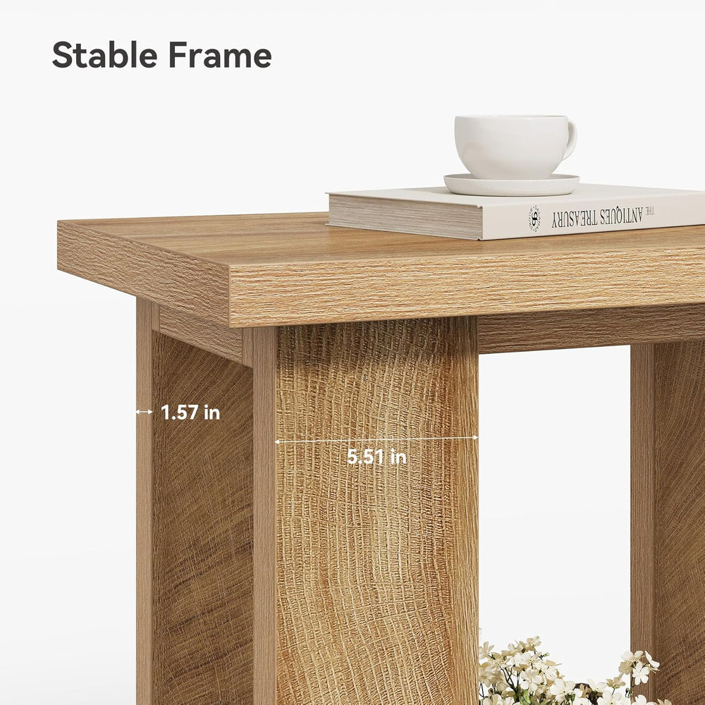LITTLE TREE 2-Tier Side Table, Farmhouse End Table with Storage Shelves, Smal...