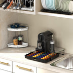 Deco Brothers Crystal Tempered Glass OriginalLine Pod Holder Drawer, 49 Capsule Organizer, Black