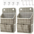 Hanging Basket for Organizing, Wall Organizer with Pockets and Over The Door Organizer，Can for Home, Closet, Office and Camper (Grey Grid2)