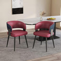 Modern Dining Chairs Set of 2, Upholstered Faux Leather Kitchen Side Chairs with Curved Open Back, Easy Assembly for Dining Room, Restaurant, Cafe, Magenta