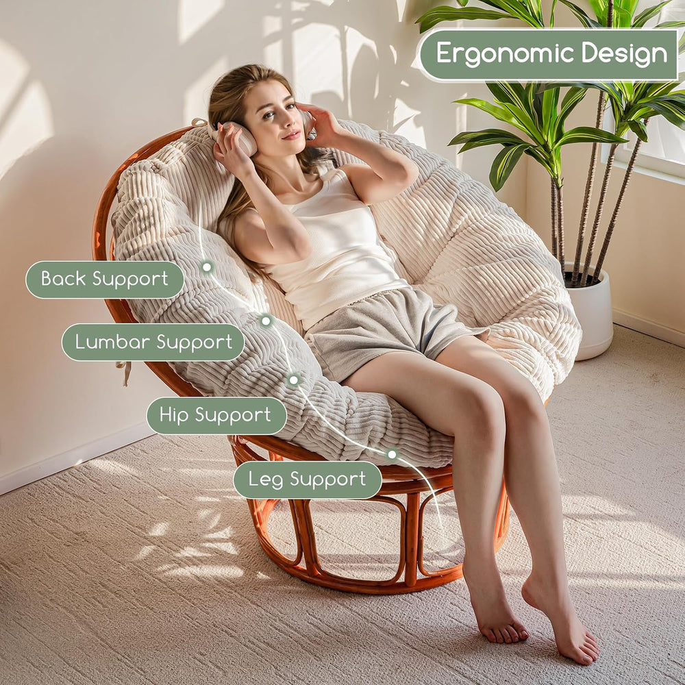 HIGOGOGO Papasan Chair Cushion with Corduroy Cover (Without Chair), 48 x 48 I...