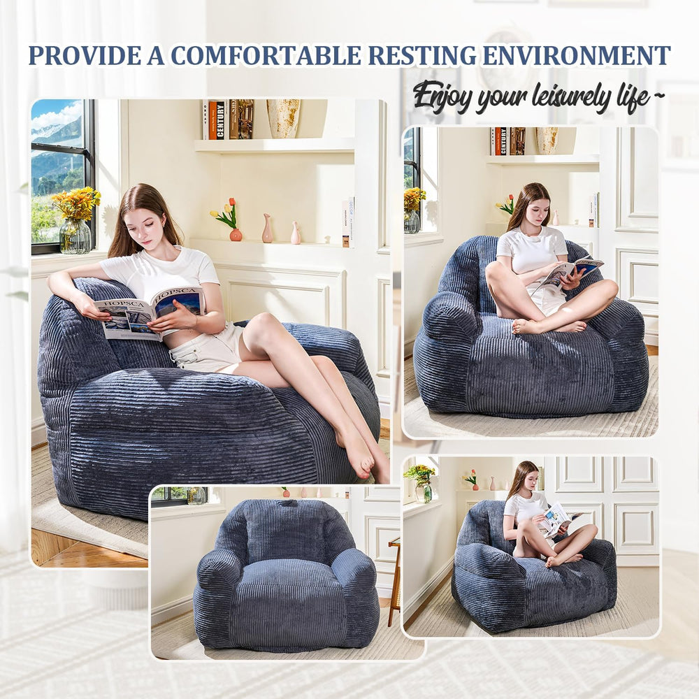 Giant Bean Bag Chair, Faux Fur Bean Bag Chairs for Adults, Fluffy and Comfy B...