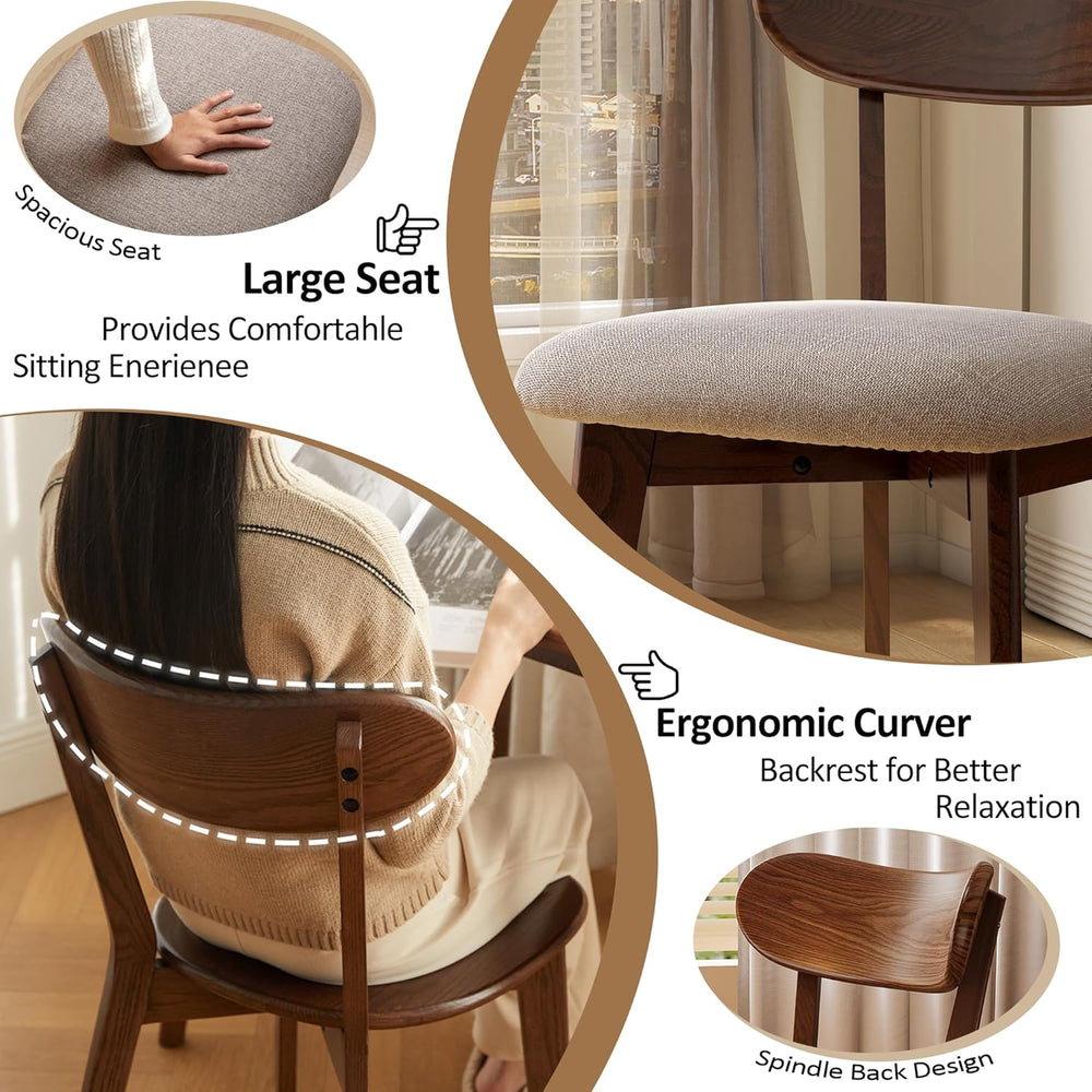 Modern Solid Wood Dining Chair Set of 8, Kitchen Dining Room Chair with Uphol...