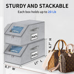 Aokeyee Hat Organizer for Baseball Caps - 2PCS Stackable Storage with Clear Window Lid, Flip-Top Access, Space-Saving Hat Box for Closet, Breathable Fabric (Grey)
