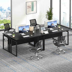 EXCEFUR Black Desk for Home Office, Modern Computer Desk, Wood and Metal Writing Study Table for Workstations, Living Room, Bedroom, 53 Inch