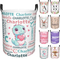 Custom Name Laundry Hamper, Personalized Dinosaur Laundry Basket with Name for Laundry Room Dorm Bedroom, Customized Name Dirty Clothes Hamper with Handles for Clothes Toy Boys Girls Men Women