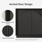 WIN2WIN 65" Fluted Sideboard Buffet Cabinet with Storage, Modern Credenza with Double-Layered Arch Doors, Wood TV Media Console Table Accent Cabinet for Living Room Dining Room Hallway Entryway, Black