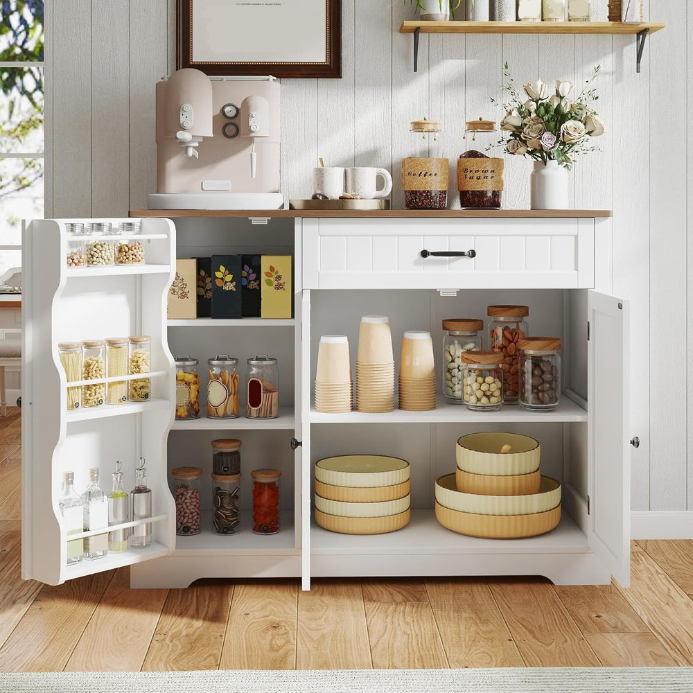 Kitchen Coffee Bar Cabinet with Storage, Sideboard Buffet with Drawers, Shelv...