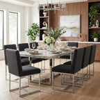 CIMOTA Black Modern Dining Chairs Set of 8, Upholstered Dining Room Chairs Armless Guest Side Chair with Chrome Base for Dining Room/Kitchen, Charcoal Black, 8PCS