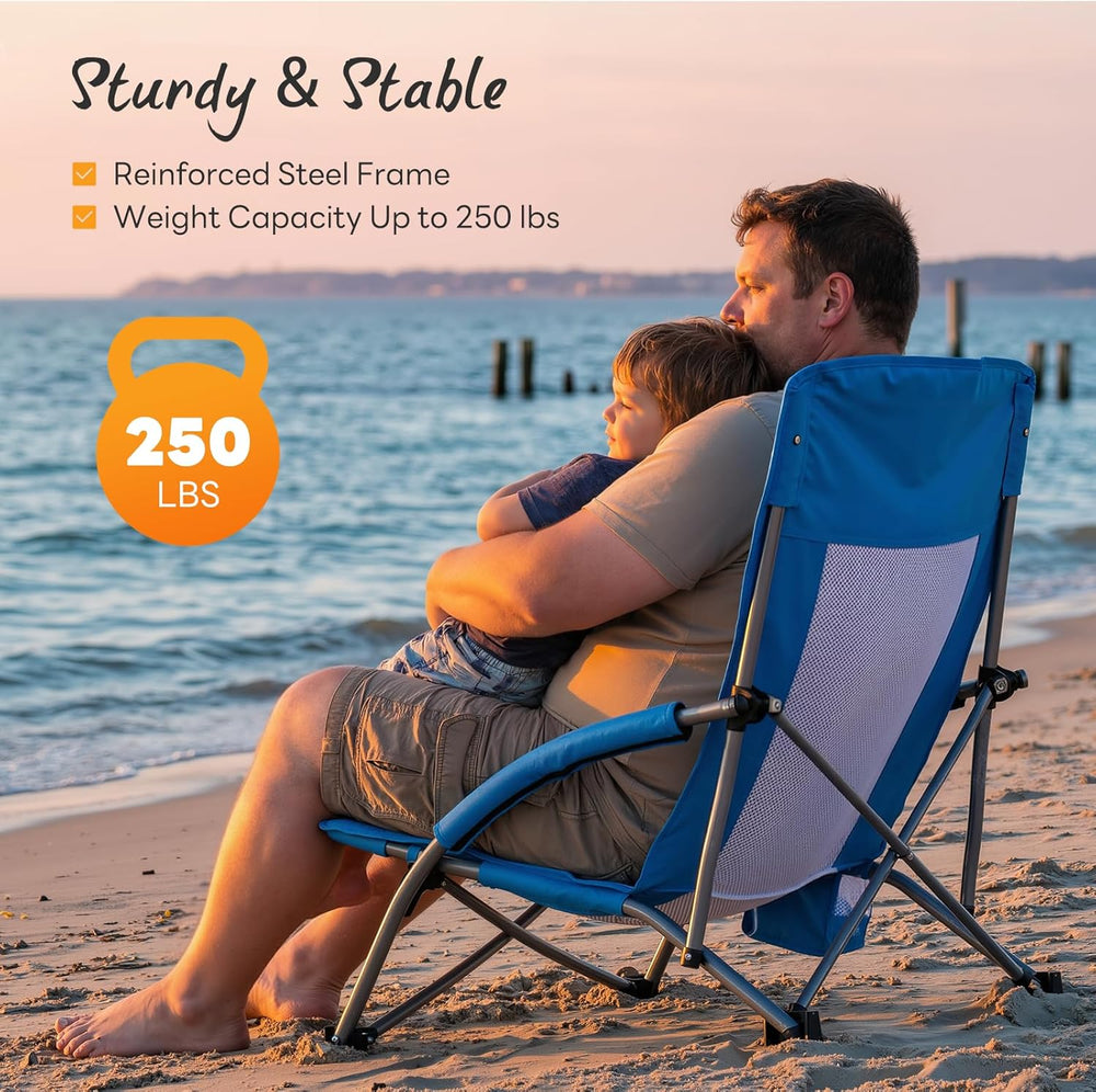 NEWBULIG Low Beach Chair – Folding Camping Chair for Adults, Low Profile Lawn...