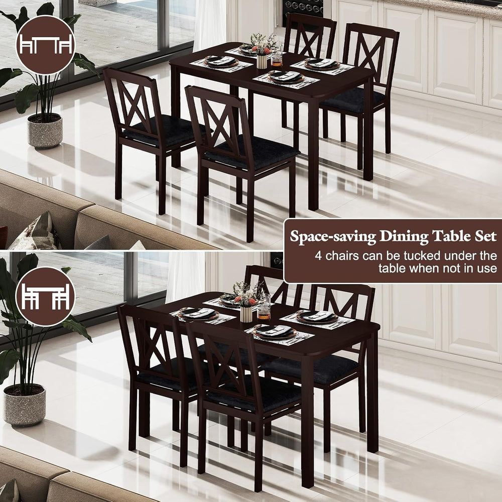 Giantex 5-Piece Dining Table Set for 4, 47" Rectangular Kitchen Table &a...