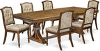 NEMA7-AWA-36 7 Pieces Dining Room Set Includes a Rectangular Dining Table and 6 Light Beige Polyester Fabric Kitchen Chairs, Antique Walnut Finish