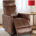 Zero Wall Power Recliner Chairs, Small Recliner for Small Spaces and Petite People Man Woman (1, Faux Leather Light Brown)