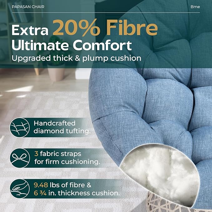 Bme 40" Ergonomic Wicker Papasan Chair