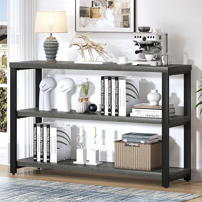 EXCEFUR Rustic Console Tables for Entryway, Sofa Table with 3 Tier Storage Sh...