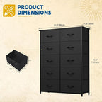 DWVO 10 Drawers Dresser, Fabric Dresser, Fabric Storage Tower, Organizer Unit for Living Room, Hallway, Closets