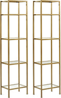 Crosley Furniture Aimee 2-Piece Bookshelf Set with Glass Shelves, Bookcase Storage, Gold and Glass