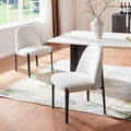 Morden Fort Boucle Dining Chairs Set of 2, Thick Upholstered Chairs with Metal Legs & Curved Backrest, Post Modern Minimalist Chair for Dining Room, Kitchen, Living Room, Bedroom, Apartments, White