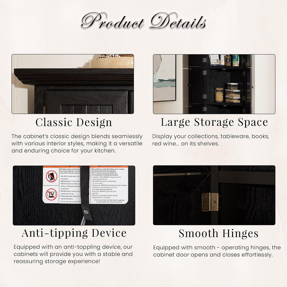 Corner Storage Cabinet 72" H Wooden Kitchen Pantry with 8 Doors, Freesta...