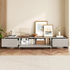 98" TV Stand for Living Room, Modern Entertainment Center with Drawers & Storage Compartments, Large TV Console Fits 55”-95” TVs, Square Top with Grooved Drawer Fronts & Stable Base,Grey