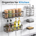 EUDELE 5-Pack Rustproof Stainless Steel Shower Caddy – No Drill Adhesive Bathroom Organizer with Large Capacity, Spacious Shower Shelves for Inside Shower, Kitchen & Home Decor Storage-XL Size