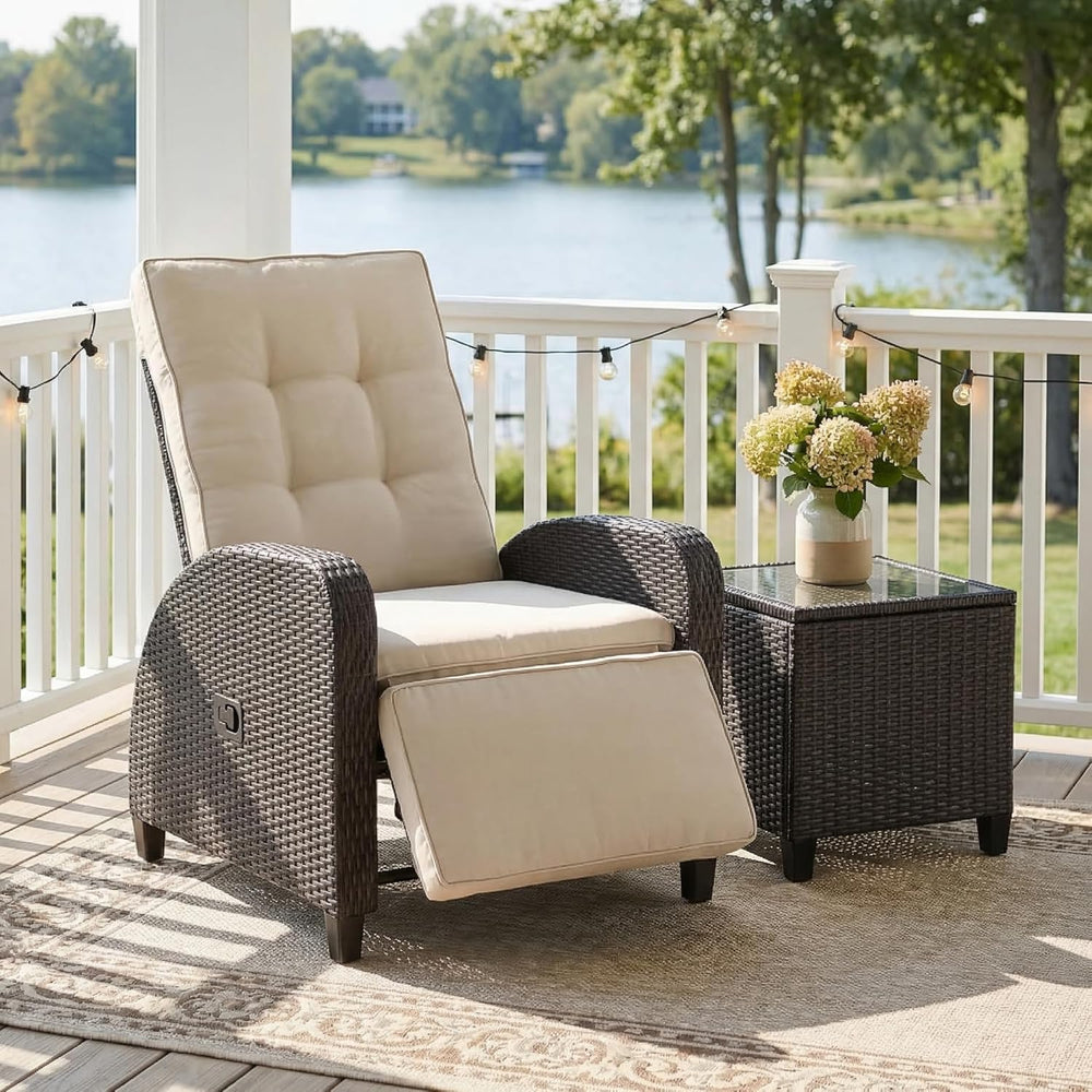 Green4ever Outdoor Patio Recliner with Adjustable Backrest and Footrest, All-...
