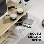 Fenge Dual Monitor Stand, Monitor Riser with Drawer, 42.5 Inch Large Computer Monitor Stand for 2 Monitors, 2 Tier Wooden Desk Shelf for Top of Desk