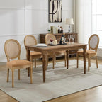 French Country Dining Chairs Set of 2, Caramel Kitchen & Dining Room Chairs Set of 2, Rattan Dining Chairs, Cane Back, Wood Legs, Sillas De Comedor (Rattan, Amber, 2Pcs)