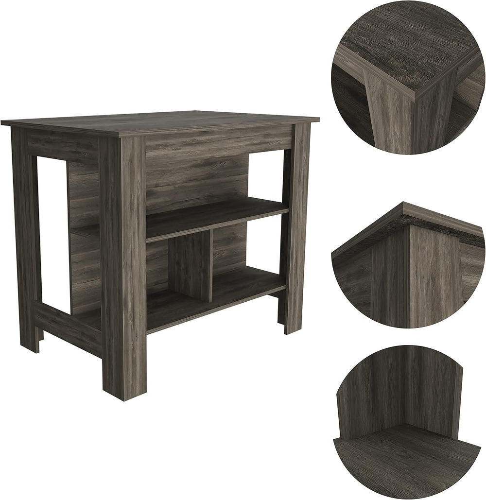 Cala Dark Brown Kitchen Island with Stool Storage