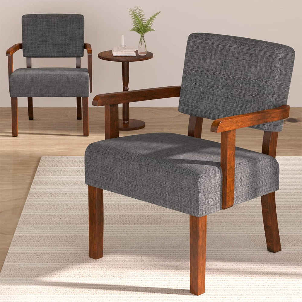 FAGAGA Accent Chairs Set of 2, 2 Solid Wood Armchairs with Side Table