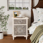 COSIEST 2 Drawers Accent Dresser, Vintage Small Accent Chest with 4 Wood Legs, Free-Standing Buffet Server Nightstand End Table for Bedroom, Living Room, Entryway