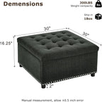 Mofolit Square Storage Ottoman Versatile Coffee Table(30",Dark Grey) | Vintage Tufted Nailhead Ottoman Couch Footrest For Living room ,Bedroom ,Entryway And Apartment.