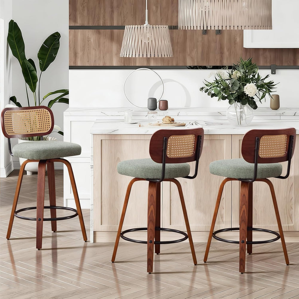 SoarFlash Modern Swivel Bar Stools Set of 3, 26" Counter Height Bar Stoo...